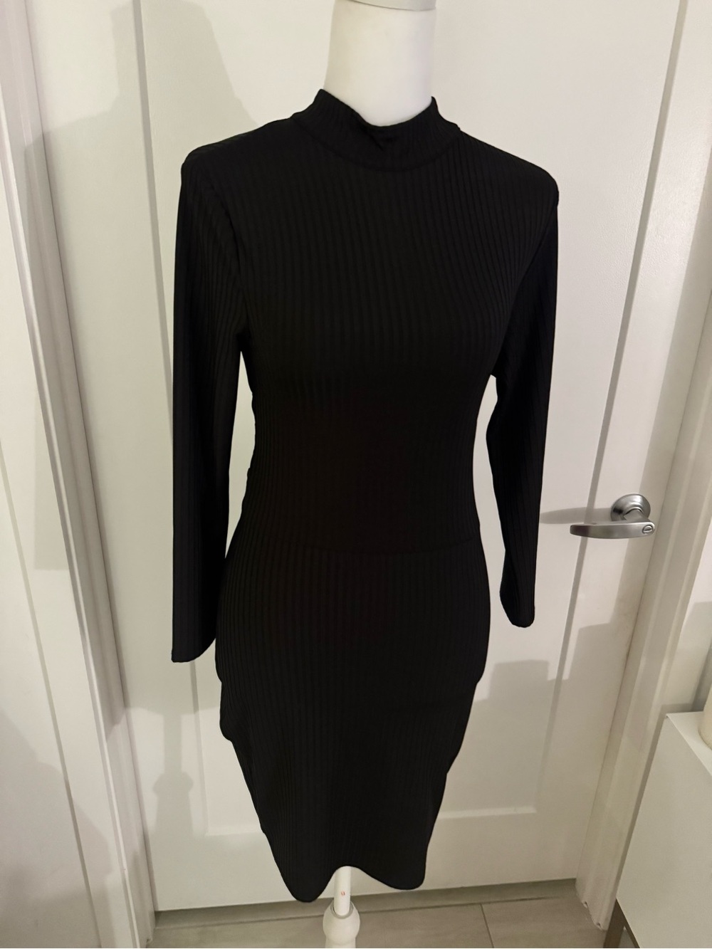 Camila Cohelo Black Ribbed Mock Neck Bodycon Dress